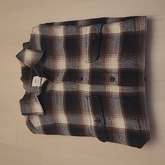 Like New H&M L.O.G.G Brown/Blue/Cream Plaid Flannel 100% Cotton - Picture 10 of 10